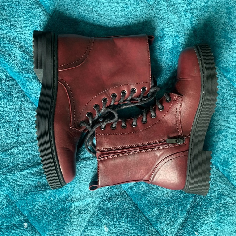 Maroon AMARA Combat Boots